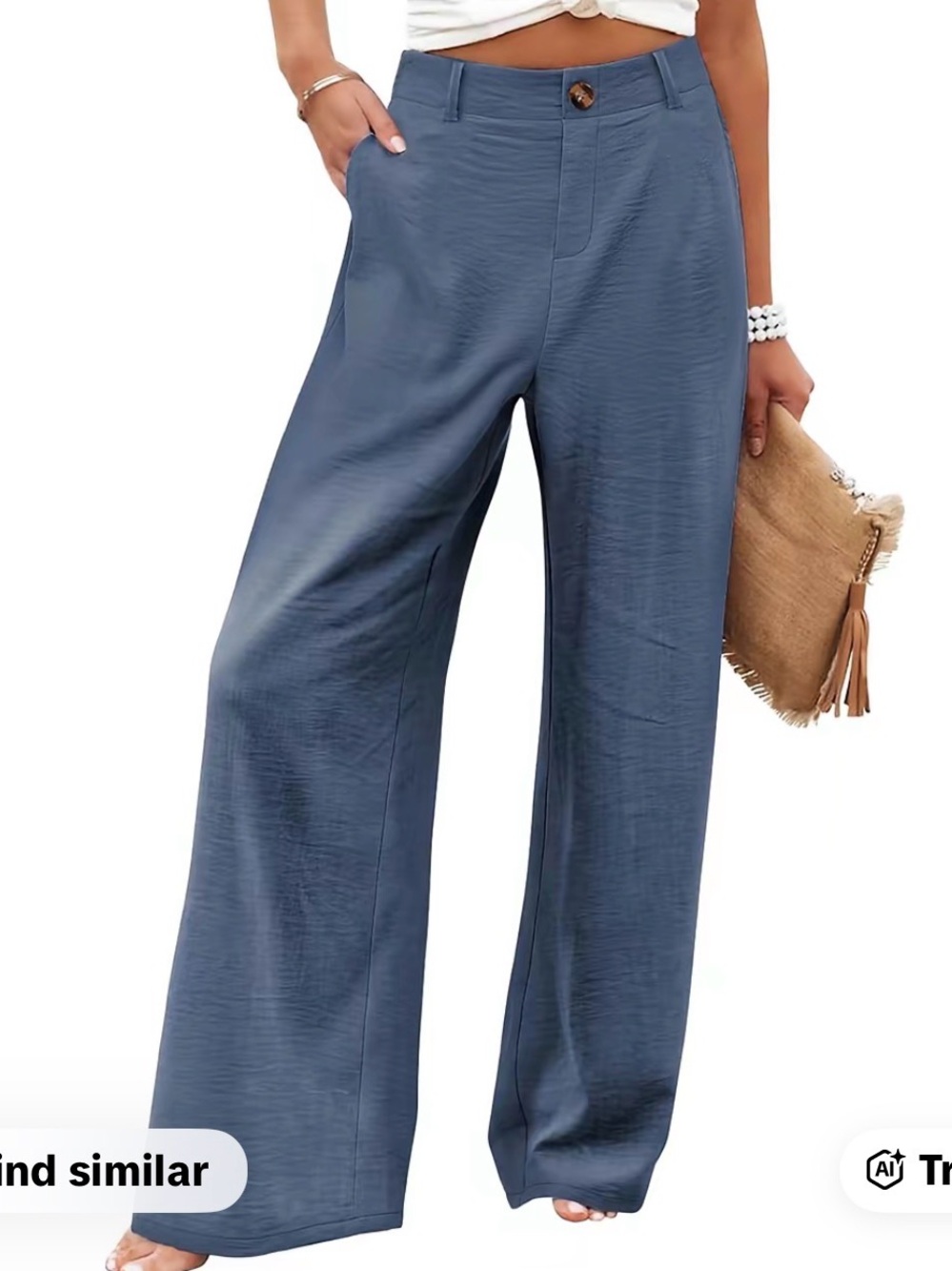 NWT LINEN BLEND Wide Leg Pants in Slate Blue SIZE XXL